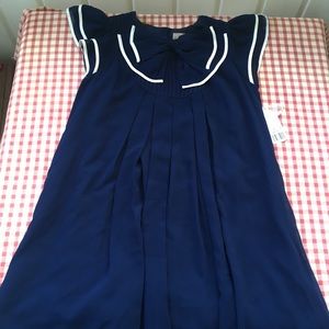 Forever 21 Navy White Bow Nautical Dress Size Med